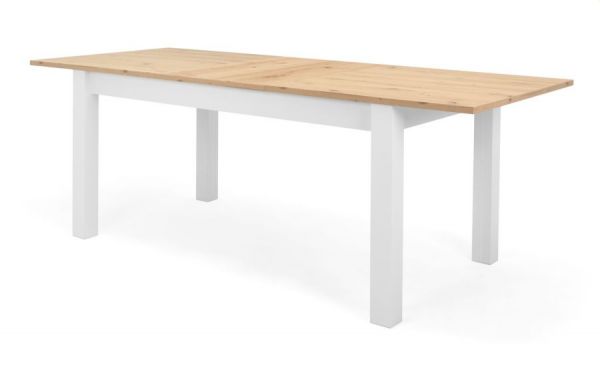 Esstisch Vestland in wei� und Artisan Eiche, Landhausstil, ausziehbar 160 / 215 x 90 cm