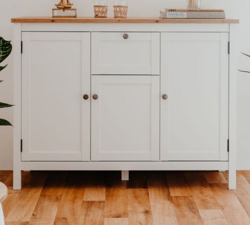 Sideboard Vestland in wei� und Artisan Eiche Landhaus Anrichte 120 x 90 cm Kommode