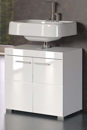 Badezimmer Waschbeckenunterschrank Adamo in wei� Hochglanz Badschrank 2-t�rig 60 x 56 cm