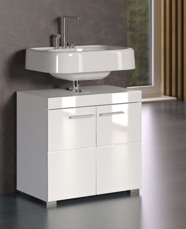 Badezimmer Waschbeckenunterschrank Adamo in wei� Hochglanz Badschrank 2-t�rig 60 x 56 cm
