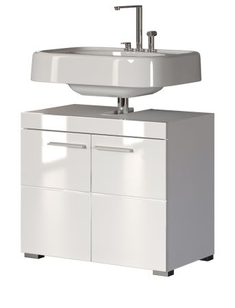 Badezimmer Waschbeckenunterschrank Adamo in wei� Hochglanz Badschrank 2-t�rig 60 x 56 cm