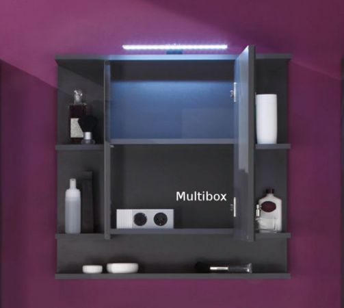 Badezimmer Spiegelschrank Tetis Grafit grau Badm�bel 72 x 70 cm