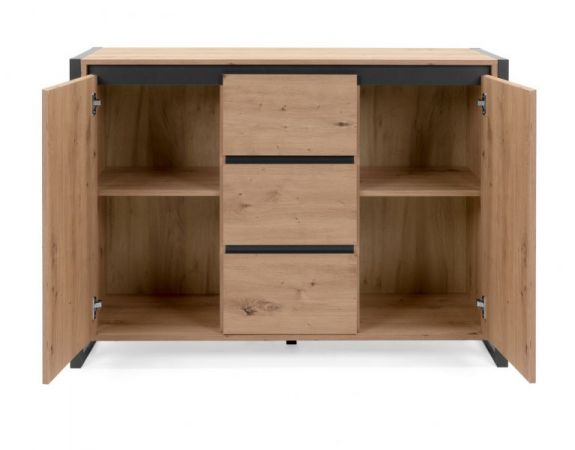 Kommode Malta in Artisan Eiche und Anthrazit Industrial Look 120 x 88 cm