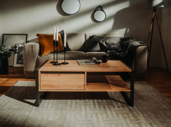 Couchtisch Malta in Artisan Eiche und Anthrazit im Industrial Look (100 x 55 cm)