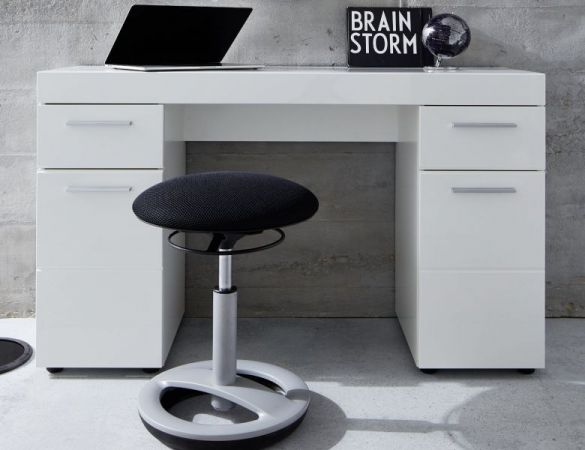 Schreibtisch Adamo in wei� Hochglanz - B�rotisch 120 x 76 cm
