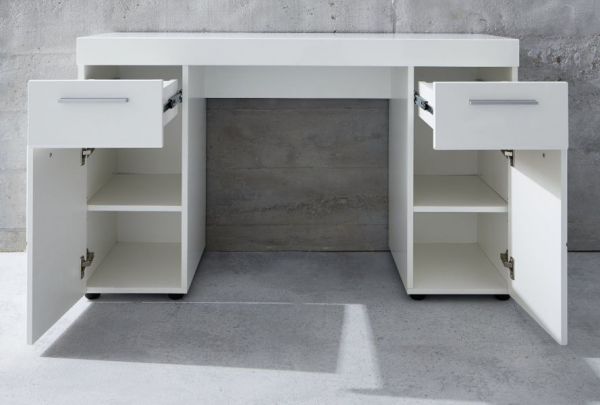 Schreibtisch Adamo in wei� Hochglanz - B�rotisch 120 x 76 cm