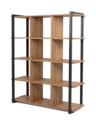 Regal Malta in Eiche und Anthrazit, Industrie Look, 107 x 145 cm
