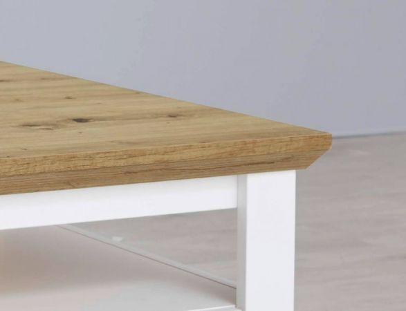 Couchtisch Solido in wei� mit Artisan Eiche im Landhausstil 70 x 70 cm