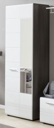Garderobenschrank Matrix in wei� Hochglanz und Sardegna grau Rauchsilber Flurschrank 60 x 191 cm