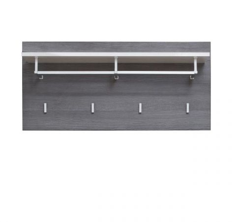 Garderobenpaneel Matrix in Hochglanz wei� und Sardegna grau Rauchsilber Wandgarderobe 80 x 40 cm