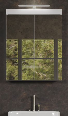 Badezimmer Spiegelschrank Adamo in wei� Hochglanz Badschrank 2-t�rig 60 x 77 cm