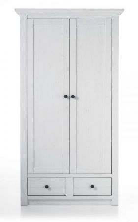 Garderobenschrank Hooge in Pinie wei� Landhaus Garderobe oder gro�er Schuhschrank 105 x 206 cm