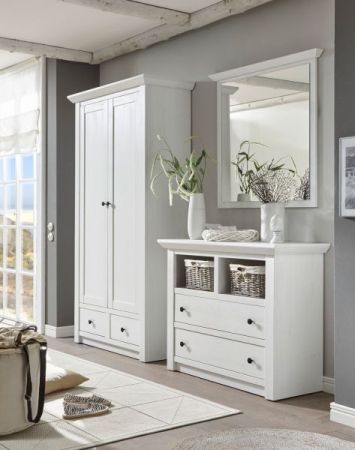 Garderobenschrank Hooge in Pinie wei� Landhaus Garderobe oder gro�er Schuhschrank 105 x 206 cm