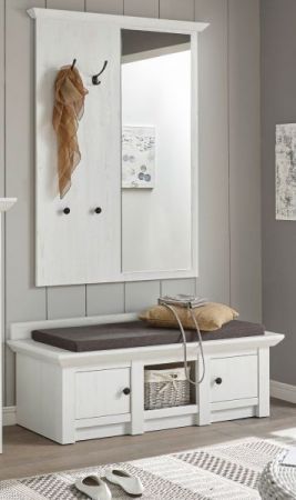 Garderobenpaneel Hooge in Pinie wei� Landhaus Wandgarderobe mit Spiegel 105 x 140 cm