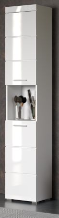 Bad Hochschrank Adamo in wei� Hochglanz, Badschrank 37 x 190 cm