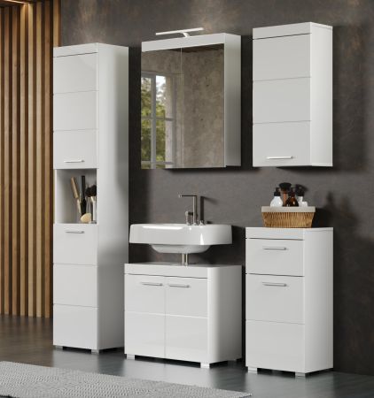 Badezimmer H�ngeschrank Adamo in wei� Hochglanz 37 x 77 cm