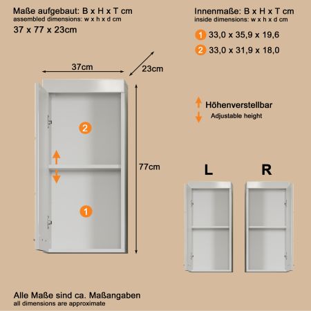 Badezimmer H�ngeschrank Adamo in wei� Hochglanz 37 x 77 cm