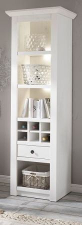 Regalschrank Hooge in Pinie wei� Landhaus Vitrine mit Weinregal 58 x 207 cm