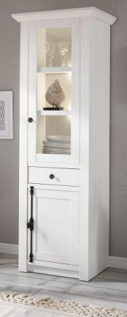 Vitrine Hooge in Pinie wei� Landhaus Vitrinenschrank 63 x 207 cm