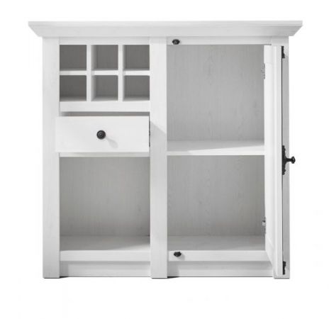 Kommode Hooge in Pinie wei� Landhaus mit Weinregal 105 x 100 cm