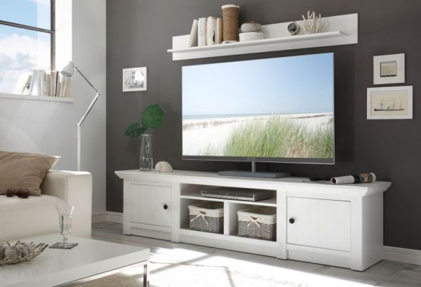 TV-Lowboard Hooge in Pinie wei� Landhaus TV-Unterteil 194 x 51 cm