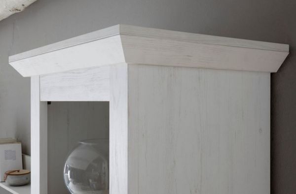 Kleiderschrank Hooge in Pinie wei� Landhaus Dreht�renschrank 4-t�rig mit Spiegel 147 x 206 cm