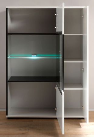 Wohnwand Design-D in Hochglanz wei� Anbauwand 4-teilig 350 x 200 cm