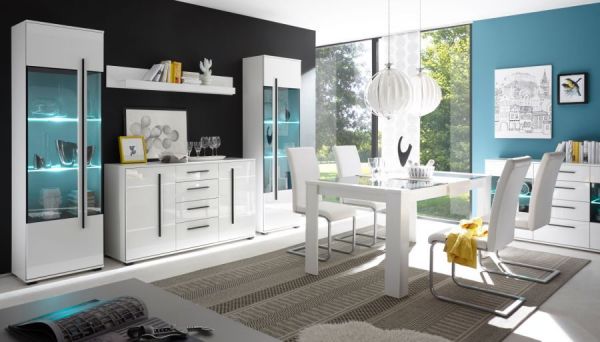 Kommode Design-D in Hochglanz wei� Anrichte 60 x 126 cm