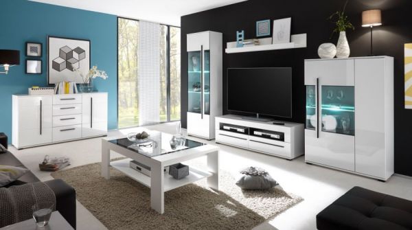 Sideboard Design-D in wei� Hochglanz Kommode 150 x 86 cm, Soft-Close