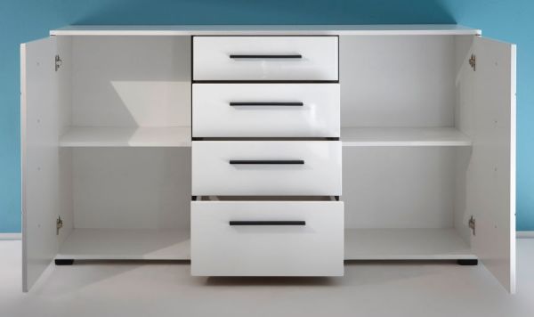 Sideboard Design-D in wei� Hochglanz Kommode 150 x 86 cm, Soft-Close