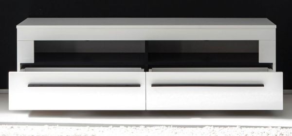 TV-Lowboard Design-D in Wei� Hochglanz, TV-Unterschrank 140 x 47 cm mit Soft-Close