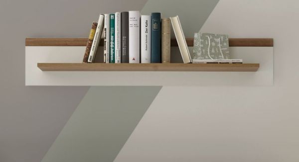Wandboard Helge in wei� und Eiche Riviera Wandregal skandinavisch 107 x 20 cm