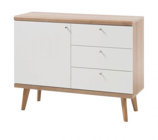 Sideboard Helge in wei� und Eiche Riviera Kommode skandinavisch 107 x 83 cm