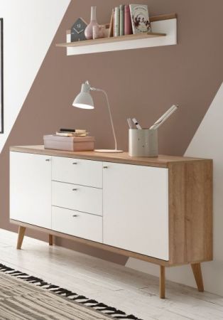 Sideboard Helge in wei� und Eiche Riviera Kommode skandinavisch 160 x 83 cm