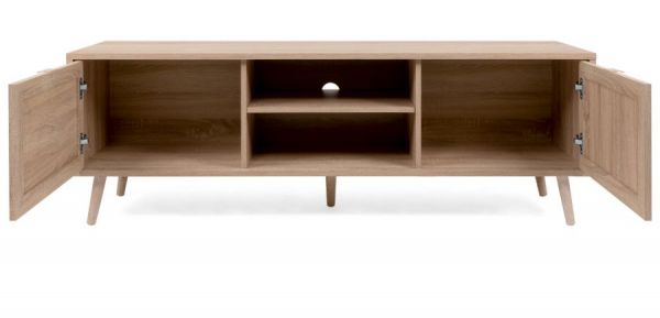 TV-Lowboard Niran in Sonoma Eiche mit Bast - Dekor TV-Unterteil skandinavisch 150 x 52 cm