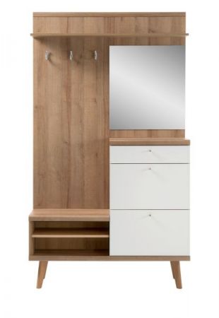 Garderobe Helge in wei� und Eiche Riviera Kompaktgarderobe skandinavisch 110 x 200 cm