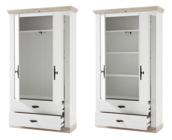 Garderobenkombination Rovola in Pinie wei� / Oslo Pinie Landhaus Garderobe Set 5-tlg. 341 x 201 cm