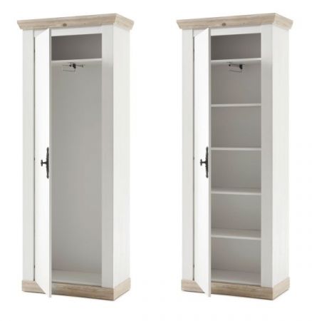 Garderobenkombination Rovola in Pinie wei� / Oslo Pinie Landhaus Garderobe Set 3-tlg. 190 x 201 cm