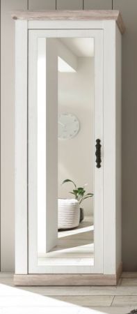 Garderobenschrank Rovola in Pinie wei� / Oslo Pinie Landhaus Garderobe oder gro�er Schuhschrank mit Spiegel 73 x 201 cm