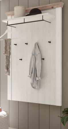 Garderobenpaneel Rovola in Pinie wei� / Oslo Pinie Landhaus Wandgarderobe 107 x 153 cm