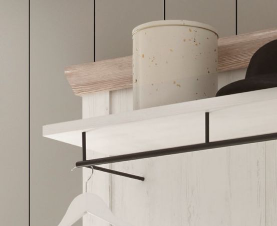 Garderobenpaneel Rovola in Pinie wei� / Oslo Pinie Landhaus Wandgarderobe 107 x 153 cm
