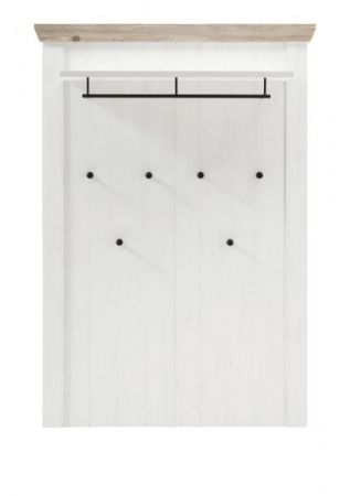 Garderobenpaneel Rovola in Pinie wei� / Oslo Pinie Landhaus Wandgarderobe 107 x 153 cm