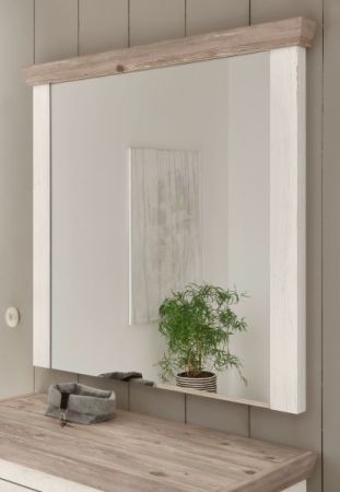 Garderobenspiegel Rovola in Pinie wei� / Oslo Pinie Landhaus Spiegel 107 x 110 cm