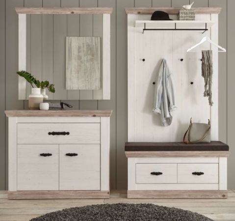 Garderobenspiegel Rovola in Pinie wei� / Oslo Pinie Landhaus Spiegel 107 x 110 cm