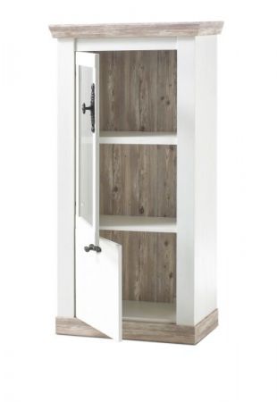 Vitrine Rovola in Pinie wei� / Oslo Pinie Landhaus Vitrinenschrank 71 x 146 cm