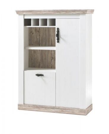 Highboard Rovola in Pinie wei� / Oslo Pinie Landhaus Kommode 105 x 146 cm