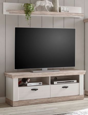 TV-Lowboard Rovola in Pinie wei� / Oslo Pinie Landhaus TV-Unterteil 134 x 51 cm