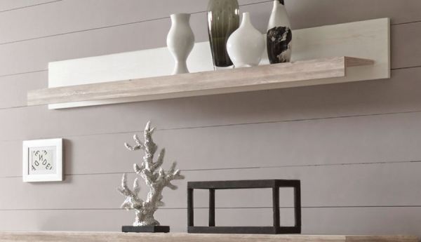 Wandboard Rovola in Pinie wei� / Oslo Pinie Landhaus Wandregal 150 x 20 cm