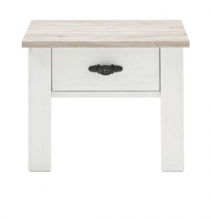Nachttisch Rovola in Pinie wei� / Oslo Pinie Landhaus Nachtkommode 58 x 45 cm