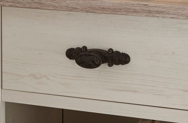 Nachttisch Rovola in Pinie wei� / Oslo Pinie Landhaus Nachtkommode 58 x 45 cm